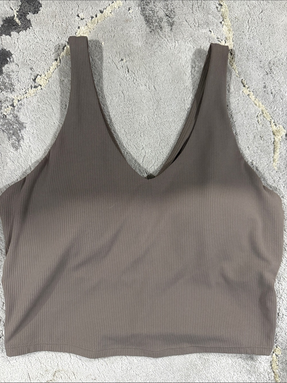 Athleta Ribbed V-Neck Bralette in Taupe Brown